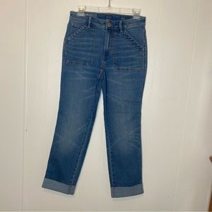 J Jill Denim High Rise Straight Leg Jeans Cuffed Hem Size 2 New with Tags.